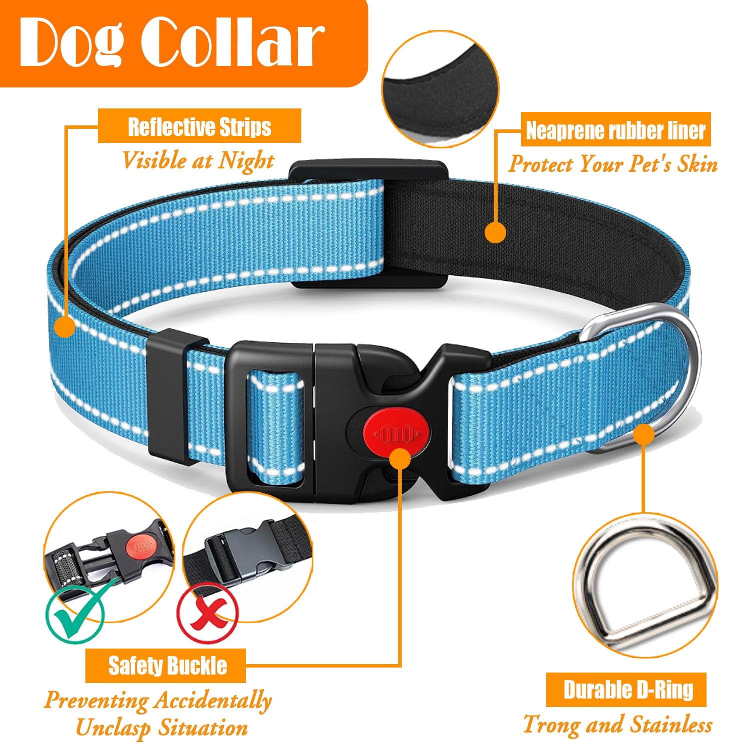 No Pull Dog Harness  Collar & Leash Set With Retractable Seat Belt Collapsible And Poop Bag Dispenser - Ideal For Walking Hiking Fits Small To Large Dogs(blue-m)