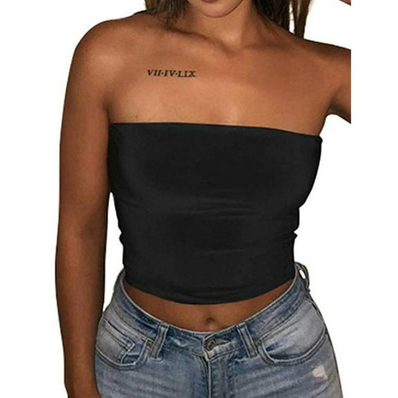 GZWYHT Womens Tank Tops,Going Out Tops,Women's Chest Wrapped Solid Color Multi Color Strapless Off Shoulder Short Tight Top,Crop Tops,Women's Tanks & Camis,Workout Tops,Sexy Tops