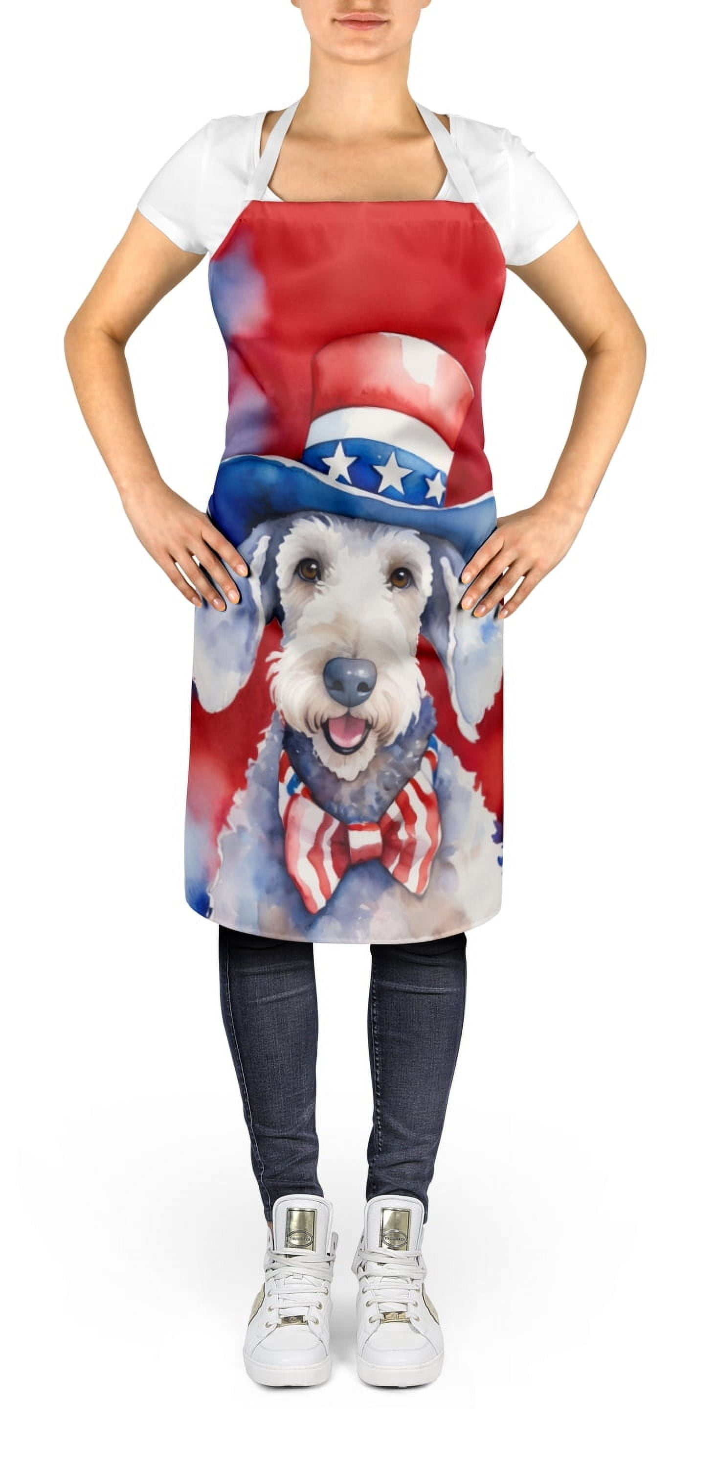 Bedlington Terrier Patriotic American Apron 27 in x 30 in