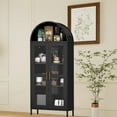 thumbnail image 7 of Huisuilinss Metal Arched Cabinet,73" Kitchen Pantry Cabinet With Glass Doors,Arched Bookcase Bookshelf,Storage Cabinet With 1 Drawers,Freestanding Display Cabinet For Dining Living Home Office, 7 of 7