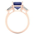 thumbnail image 4 of 3ct asscher cut blue tanzanite 18k rose gold 3 stone Bridal Wedding Engagement Promise Anniversary Ring for Women size 6.25, 4 of 7
