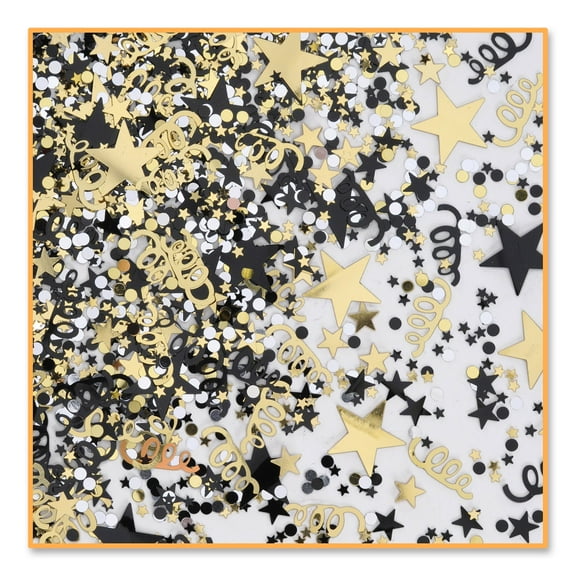 Beistle Pack of 6 Black, Gold and Silver Awards Night Confetti Bags 0.5 oz.