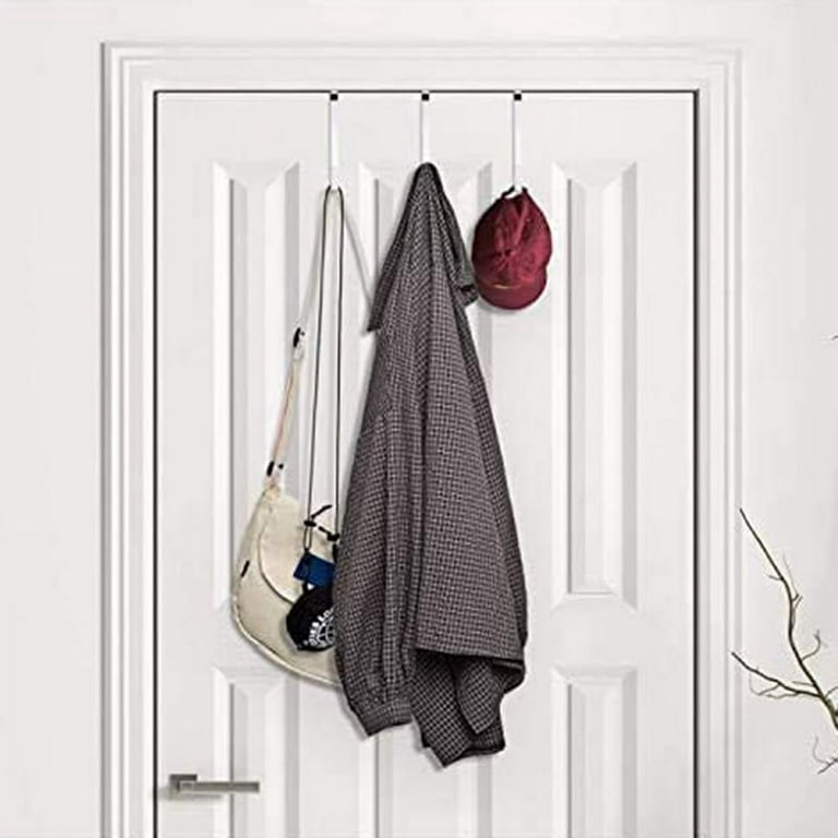 over Door Hooks for Hanging Clothes, 6 Packs Hanger Soft Rubber Surface  Prevent Scratches, Door Hook for Bathroom Black 