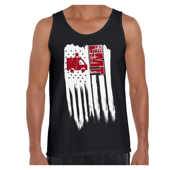 Awkward Styles American Flag EMT Men Tank Top 4th of July Gifts USA EMT Shirt for Men Gifts for Men Patriotic EMT Men Tank EMT Gifts Retro USA EMT Top for Men I'm American