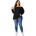 thumbnail image 3 of DARING DIVA Women's Plus Tops Basic Blouses Dolman Tops Tee Shirts 1X Black, 3 of 6