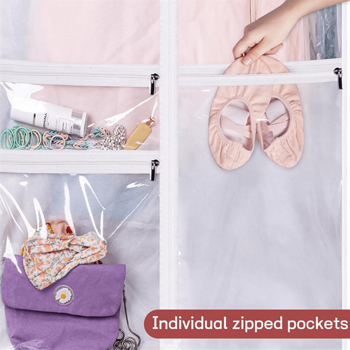 Dance Costume Garment Bag,50 Inch Garment Bag for Dance Competitions, Kids Hanging Clothes Cover for Girls Closet