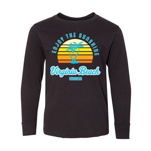 Inktastic Summer Enjoy the Sunshine Virginia Beach Virginia in Blue Long Sleeve Youth T-Shirt
