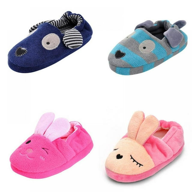 Cute Kids Baby Boys Girls Indoor Slippers Cotton Warm Bedroom Slippers Anti-Slip Shoes Warm Shoes