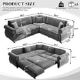 thumbnail image 2 of FFH 88.2" Sectional Sofa with Pull Out Bed, Convertible Sleeper Sofa, 5 Seater Chenille Couch for Living Room, Light Gray, 2 of 12