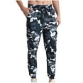 thumbnail image 4 of Wyobmus Men's Camo Cargo Pants Relaxed Fit Twill Pants Casual Elastic Waist Ankle Biding Tactical Pants Lounge Trousers C-Navy, 4 of 8