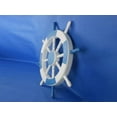 thumbnail image 5 of Wooden Ship Wheel (Blue & White Painted) - (24 Inches, Ocean Blue), 5 of 6