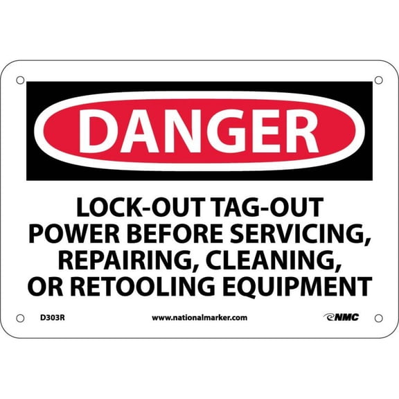 NMC Signs D303R, Danger Lock-Out Tag-Out Power Before Use Sign, 7 X 10, Rigid Plastic .050