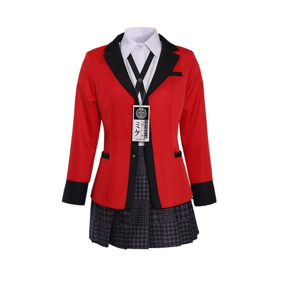 Red Blazer and Plaid Skirt Set - Youthful School Uniform Style Stage Outfit for Women