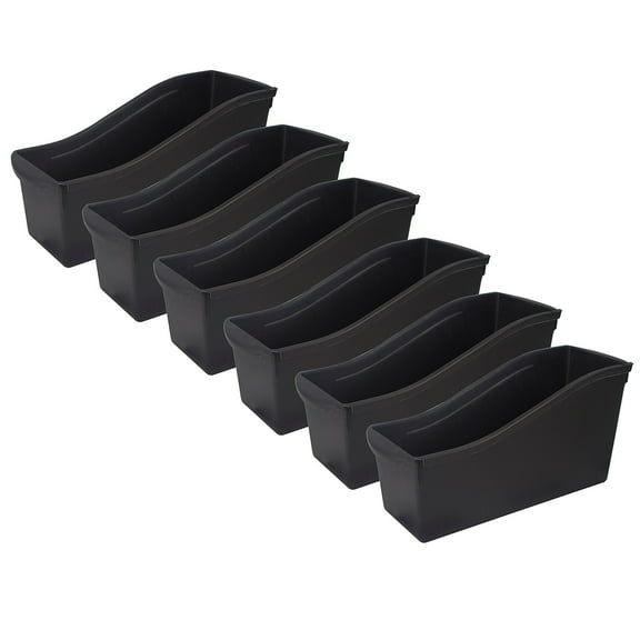 Storex Large Book Bin, Black, Pack of 6