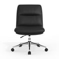 thumbnail image 5 of Merrick Lane Mid-Back Height-Adjustable Armless Swivel Office Chair with Wheels - Black Padded Faux Leather Back and Seat, Strong Chrome Frame, 5 of 11