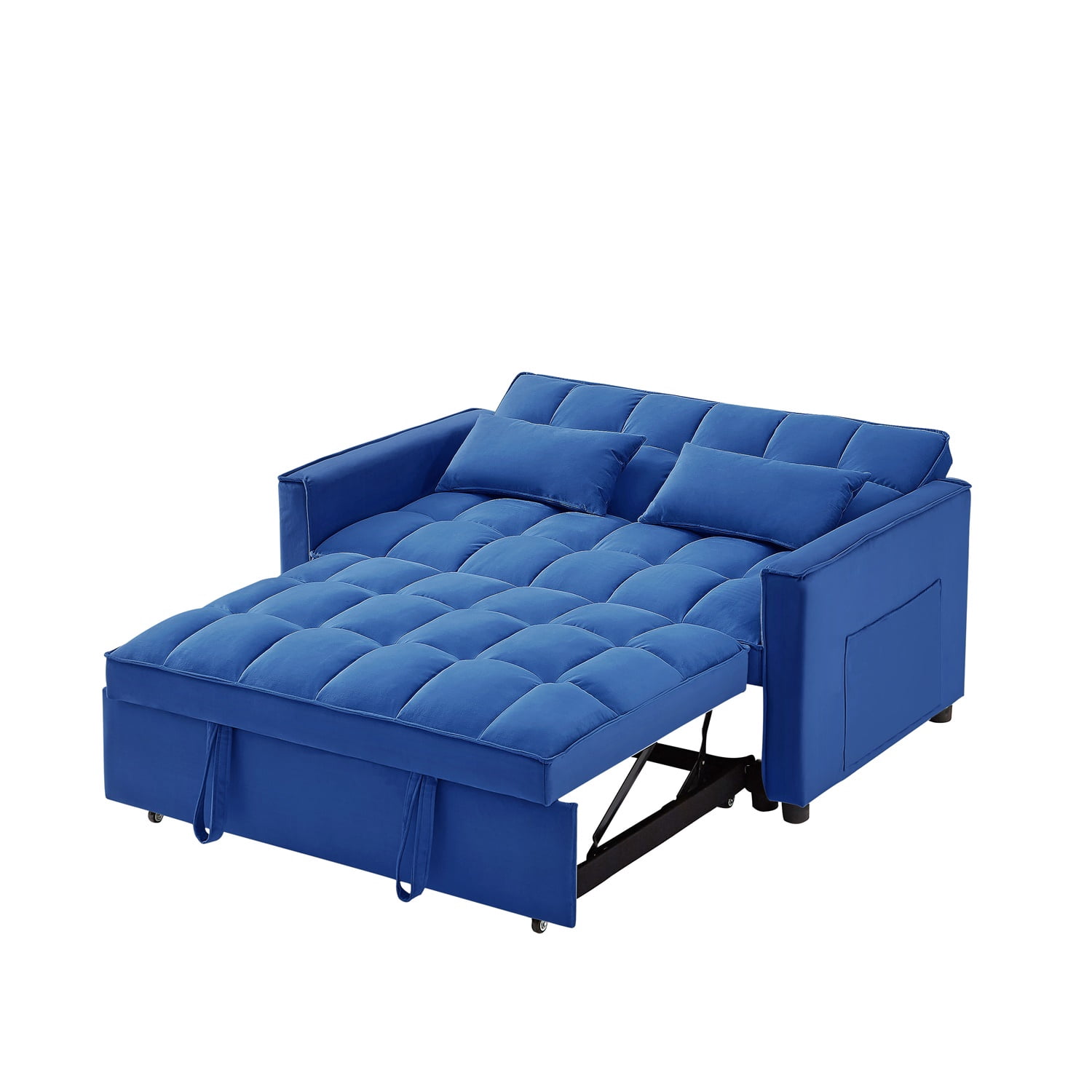 Hommoo 3 in 1 Convertible Pull Out Sofa Bed, Loveseat Sleeper Sofa, Blue