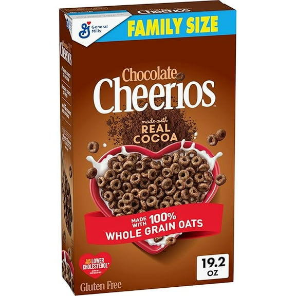 Chocolate Cheerios, Heart Healthy Gluten Free Breakfast Cereal, Made with Whole Grain Oats, Family Size, 19.2 oz