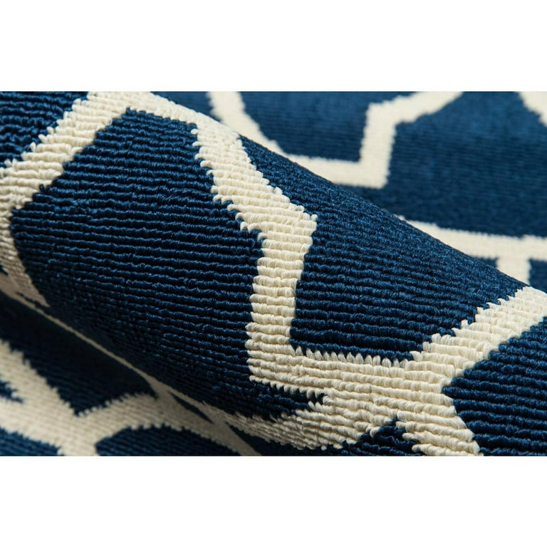 3' X 4' Blue And Ivory Moroccan Indoor Outdoor Area Rug 3' X 4' Blue And Ivory Moroccan Indoor Outdoor Area Rug
