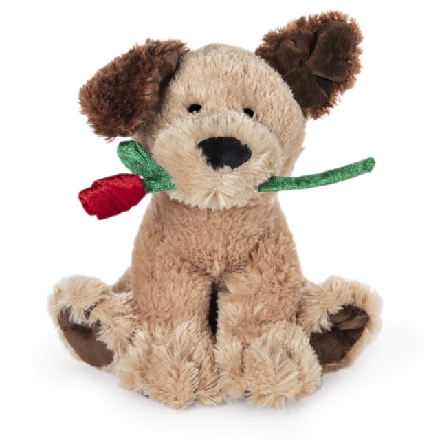 Perro de peluche Gund Deangelo para el día de San Valentín con rosa roja
