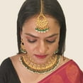 thumbnail image 4 of Efulgenz Indian Bridal Green Wedding Jewelry Set Traditional Necklace Set for Women Kundan Crystal Antique Choker Necklace Chanbaali Earrings with Maang Tikka Bollywood Jewelry, 4 of 6
