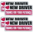 thumbnail image 1 of PEACNNG 4 Piece Reflective New Driver Bumper Sticker New Driver Stickers Thanks for Your Patience Novice Driver Sign Non-Magnetic Removable Car Decal for Car Bumper Window Exterior Access, 1 of 7