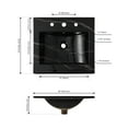 thumbnail image 6 of JONATHAN Y Ancillary 3-Hole 20 in. W x 18.25 in. D Classic Contemporary Rectangular Ceramic Single Sink Basin Vanity Top, Black Marble Effect, 6 of 8