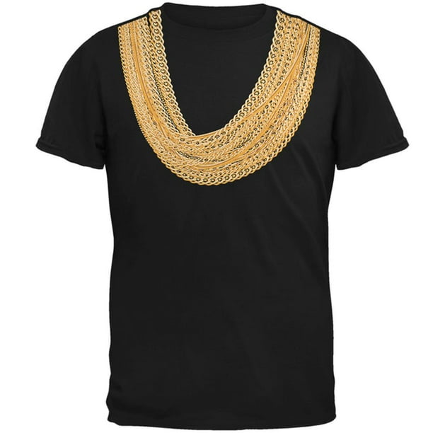 gold chain with collared shirt