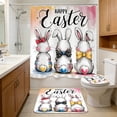 thumbnail image 4 of Weloille Easter Rabbit Theme 4-Piece Bathroom Set, Polyester Waterproof Shower Curtain Non-Slip Bath Mat, Water Absorbent Decor Set for Bathroom, Guest Room Home Holiday Decor, 4 of 6