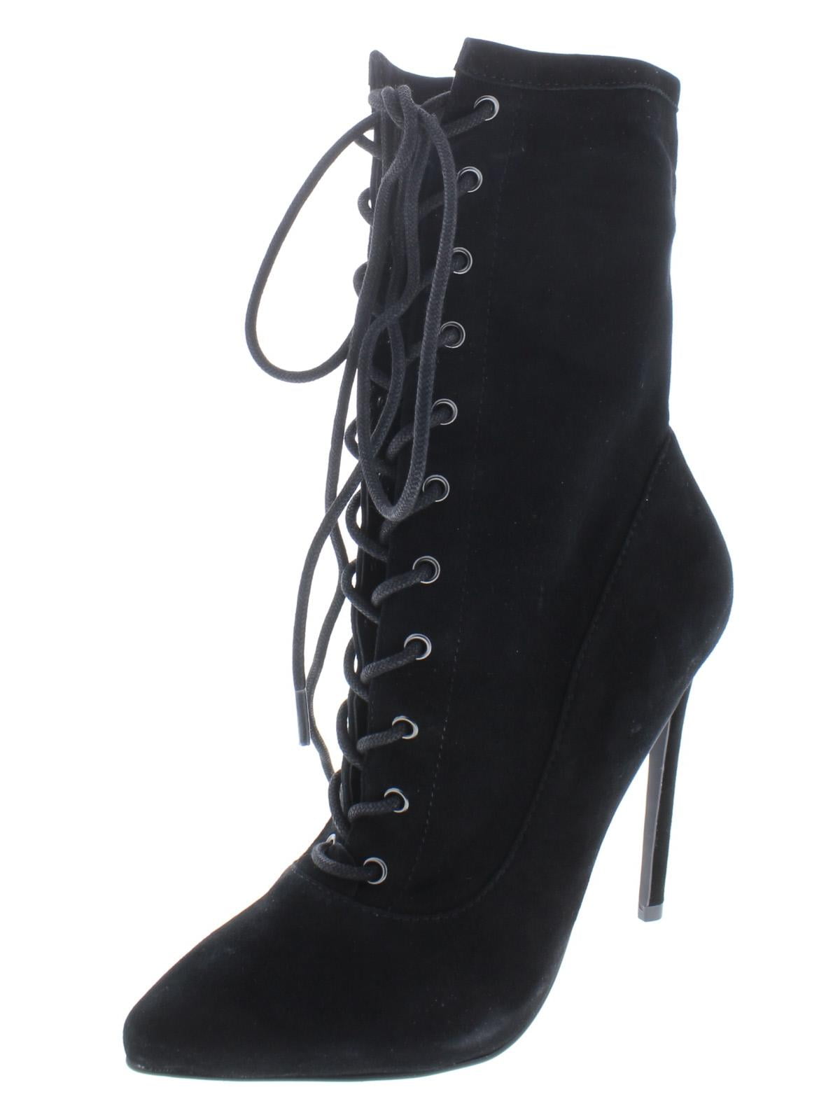Steve Madden Womens Satisfied Solid Lace Up Booties Walmart