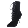 thumbnail image 1 of Womens Satisfied Solid Lace Up Booties, 1 of 2