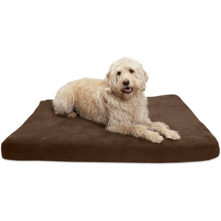 FurHaven Pet Dog Bed Deluxe Orthopedic Quilted Suede Mattress Pet Bed for Dogs & Cats, Espresso, Jumbo