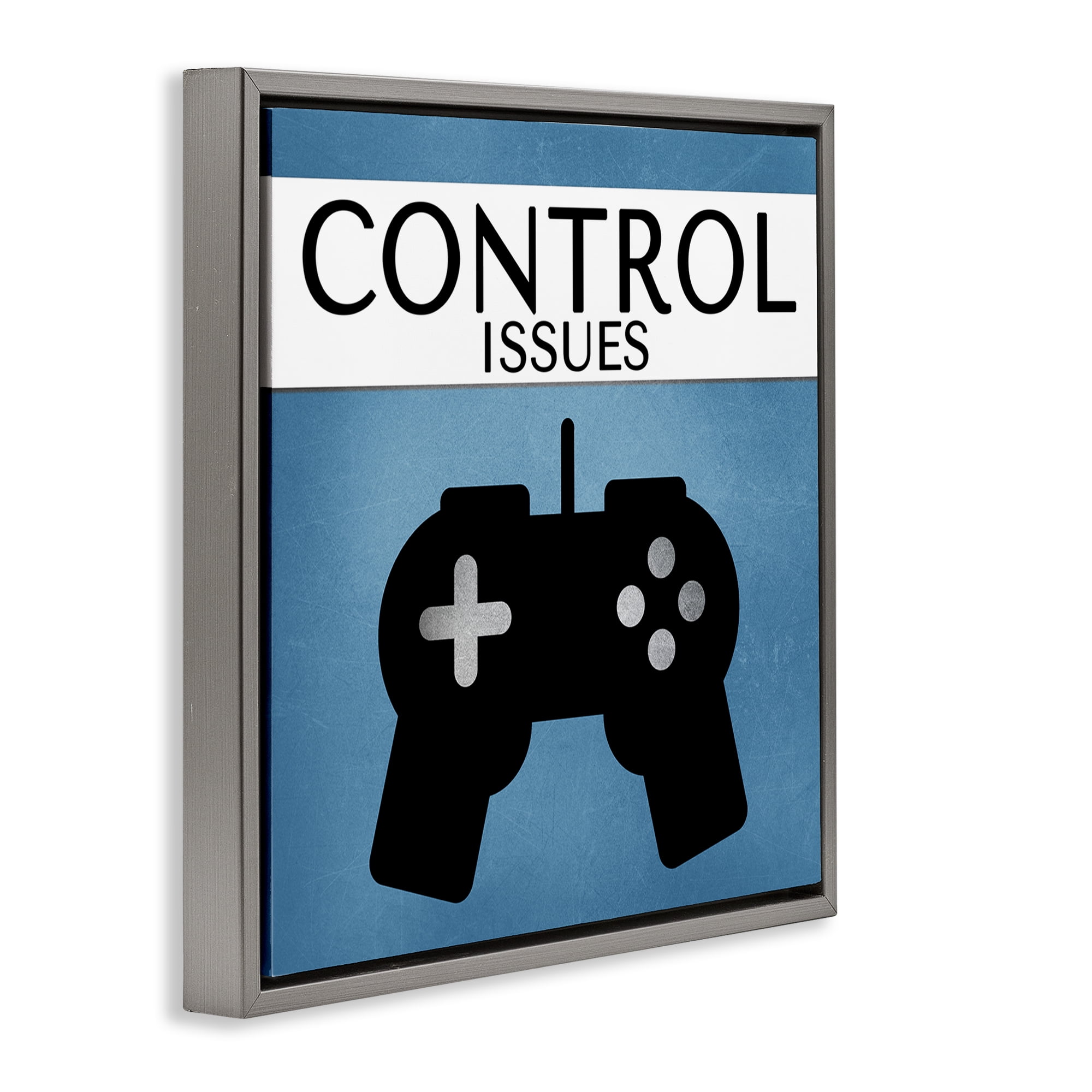 Stupell Industries Control Issues Gamer Entertainment Painting Gray Floater Framed Canvas Art Print Wall Art, 25 x 25