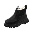 thumbnail image 3 of BXJX Girls Ankle Boots, Fleece Lined Warm Slip-Resistant Round Toe Kids Short Boots Black Size 13 Little Kids, 3 of 10