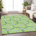 thumbnail image 5 of HomeRoots 676006 8 x 10 ft. Lime Green Teal & Ivory Geometric Washable Machine Made Rectangle Area Rug with UV Protection, 5 of 9