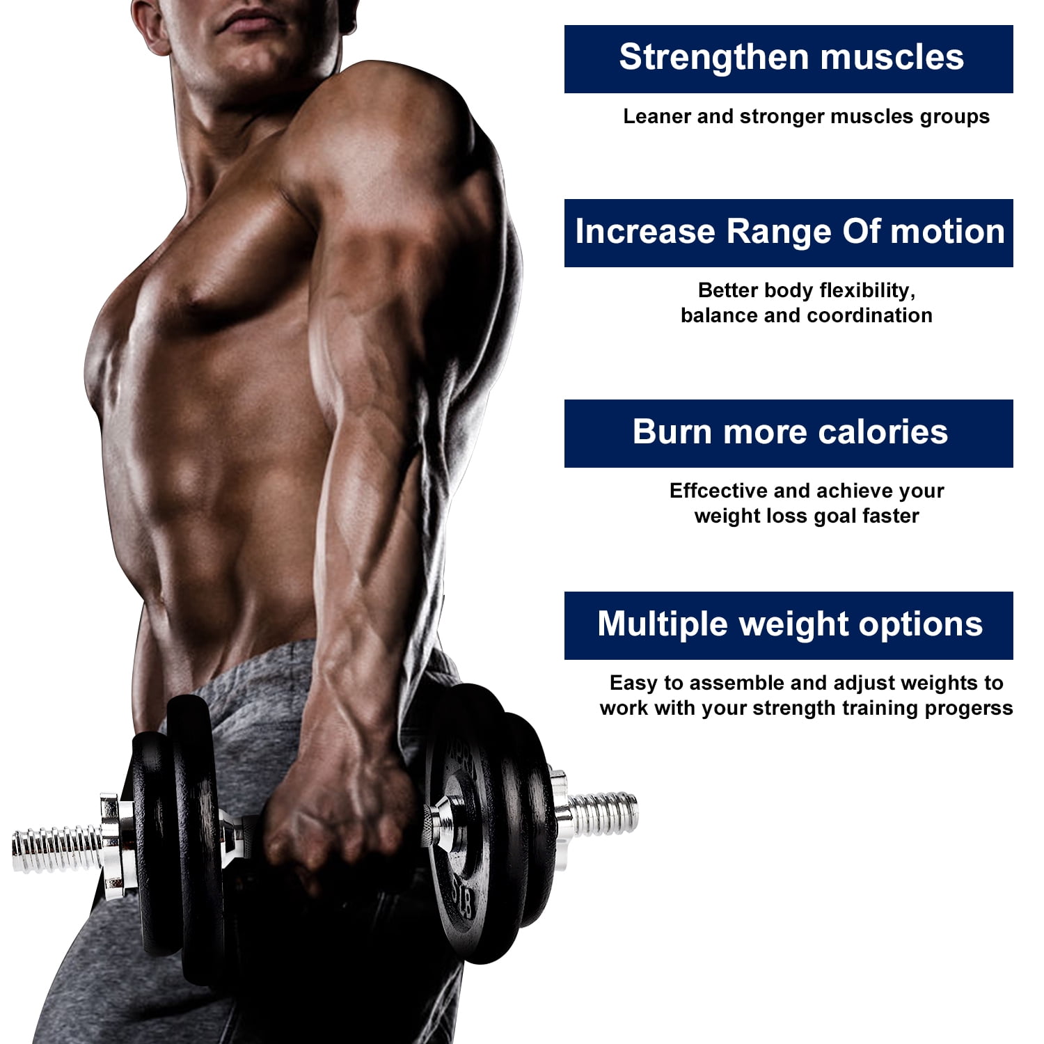 XPRT Fitness Cast Iron Adjustable Dumbbell, Black, 40lb Pair