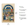 thumbnail image 2 of January: Duc de Berry at Table - Book of Hours (Très Riches Heures) - Vintage Illuminated Manuscript by Limbourg Brothers c.1416 - 8 x 12 inch Vintage Wood Art Sign, 2 of 4