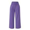 thumbnail image 6 of Kids Casual Athletic Pull-On Pants New Teen Girls Wide Leg Pants 2025 Summer Casual Loose Pants Smocked High Waist Flowy Beach Trousers Purple 13 Years, 6 of 7