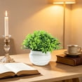 thumbnail image 7 of Dongrere Small Artificial Potted Shrub, Plastic Fake Greenery Plant with White Pot for Home Office Desk Bathroom Tabletop Decor, Green, 7 of 7