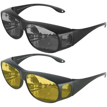 Fit Over HD Day / Night Driving Glasses Wraparound Sunglasses for Men, Women - Anti Glare Polarized Wraparounds