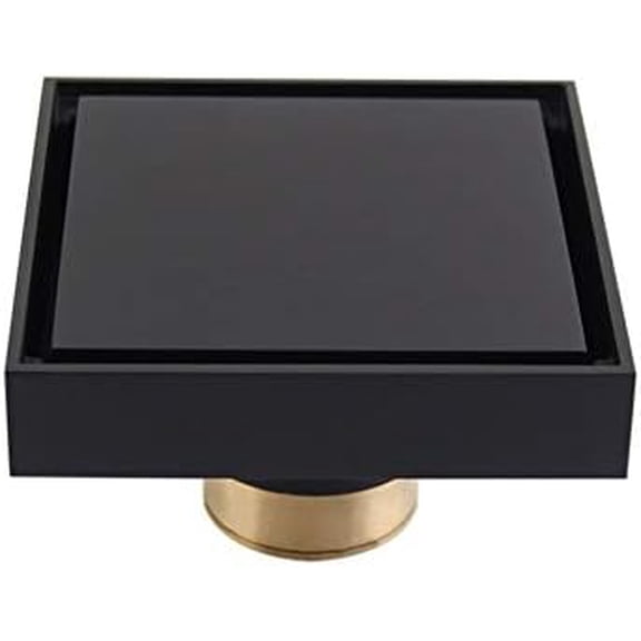 4 inch Solid Brass Square Shower Floor Drain with Tile Insert Grate Removable Cover Hair Catcher Strainer, Matte Black Plated Finish Anti Clogging and Odor$$Tools & Hardware Other