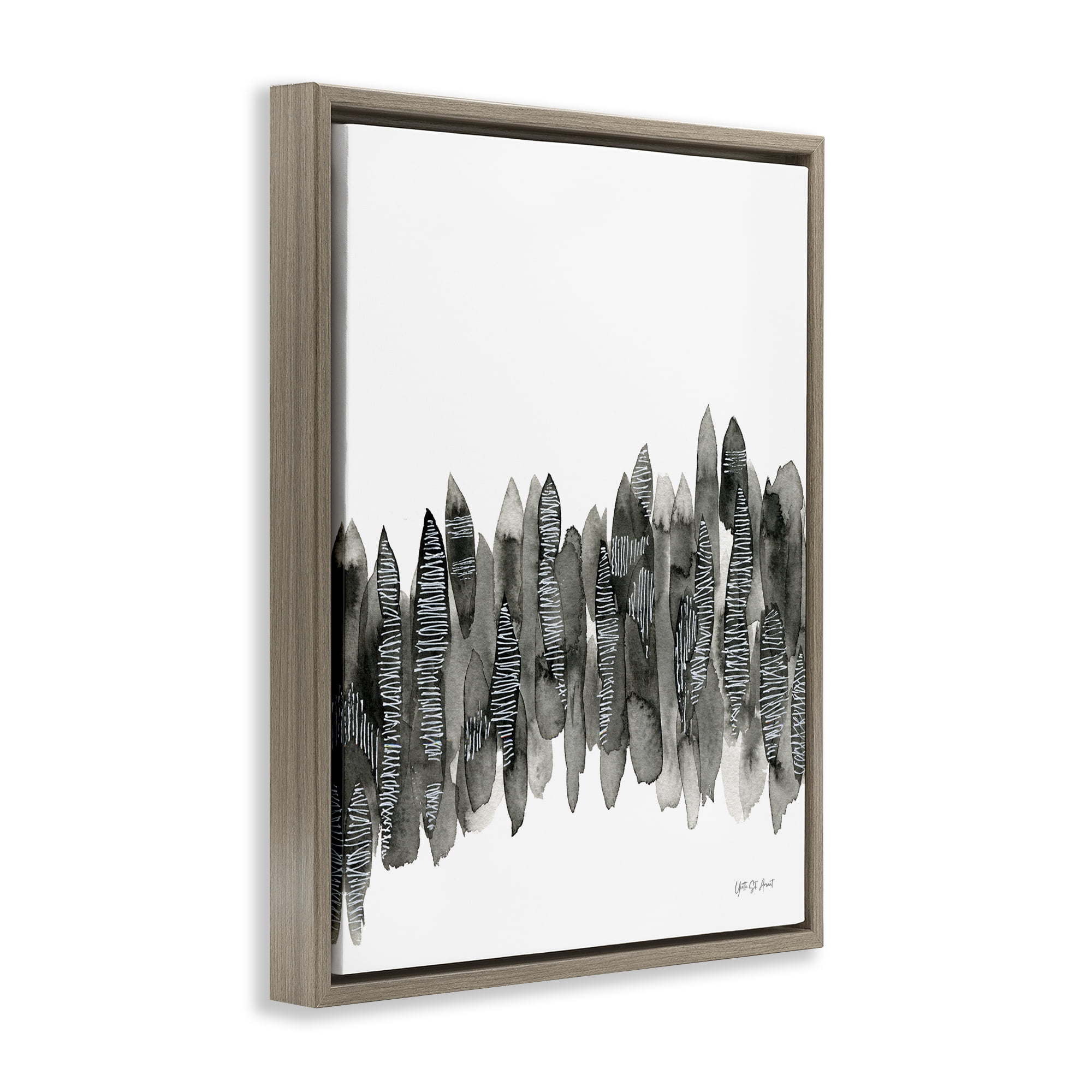 Stupell Industries Kindling Abstract Nature Abstract Painting Brown Floater Framed Canvas Art Print Wall Art, 25 x 31