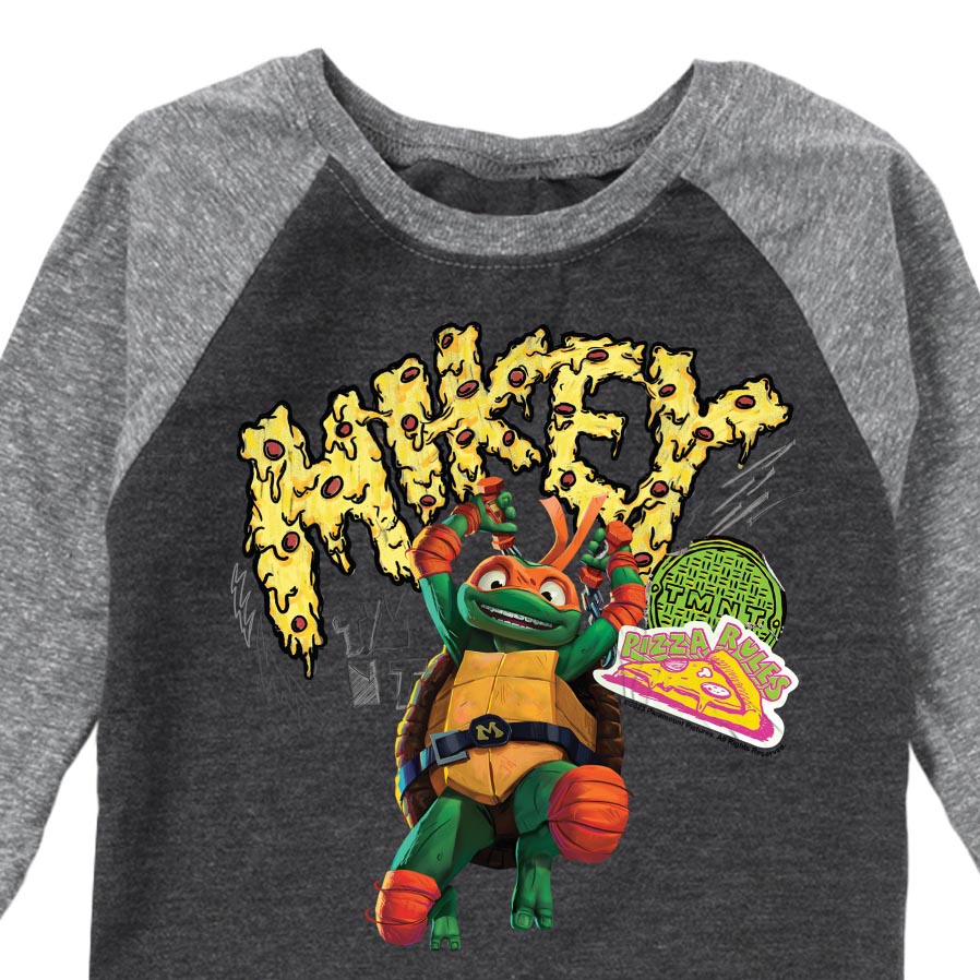 Teenage Mutant Ninja Turtles: Mutant Mayhem - Michelangelo AKA Mikey - Pizza Rules - Toddler and Youth Girls Short Sleeve Graphic T-Shirt, Toddler