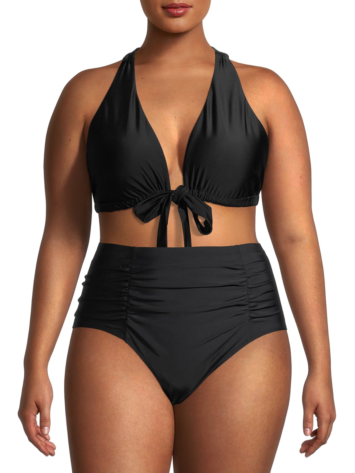 Time & tru Missy Bikini Top Mix & Match Black Size Large 12-14 Swimwear 