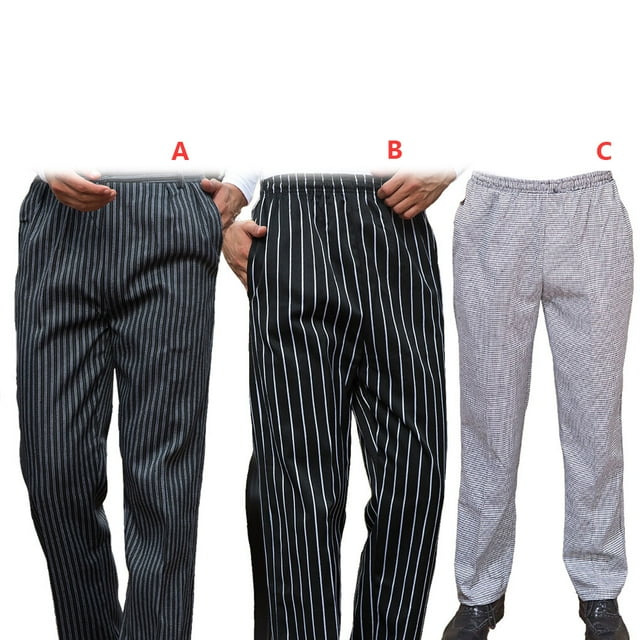 pitrice Chef Pants Men with Elastic Waist Pockets Baggy Cook Pant Waiter Uniform Skin-friendly Clothes for Restaurant Hotel Cafe Kitchen 3XL Houndstooth