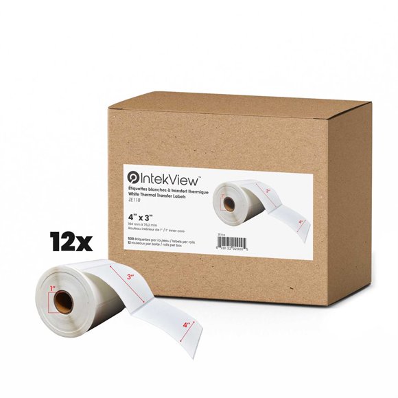 4x3'' Thermal Transfer Labels 1''Core 500/rolls