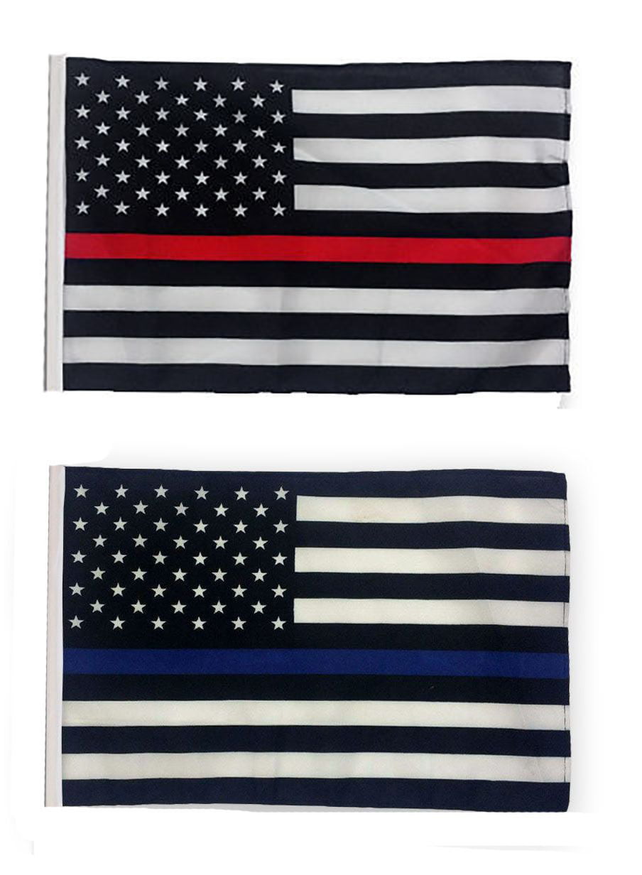 12x18 USA Thin Blue Line Police Flag 12'x18' sleeved sleeve garden pole 
