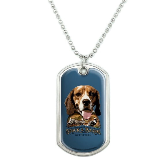 Stock and Barrel Outfitters Beagle Dog Rabbit Hunting Military Dog Tag Pendant Necklace with Chain