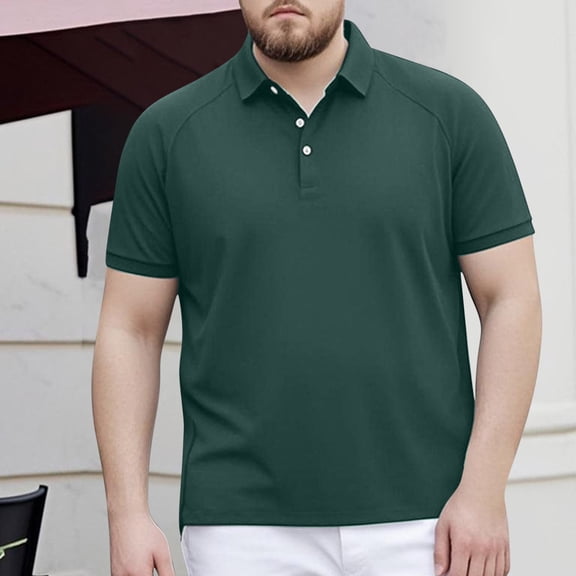 DayScoop Summer T-Shirts for Men Casual T Shirts Solid Color Plaid Fashion Collar and Short Sleeved Loose Top shirt