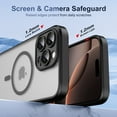 thumbnail image 5 of ELEHOLD Case For iPhone 16 Pro Max Frosted Semi-Transparent Shockproof Case Magnetic Rugged Cover, MagSafe Compatible, Support magnetic car mount, Lens Protection, Black, 5 of 9