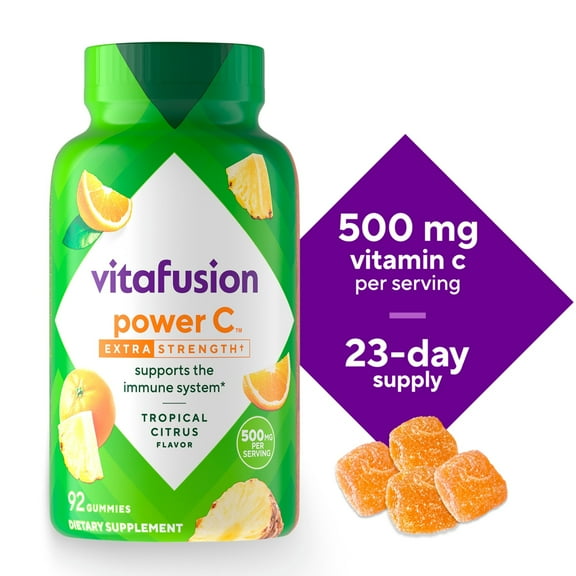 vitafusion Extra Strength Power C Gummy Vitamins, 500 mg Vitamin C for Immune Support, 92 Count